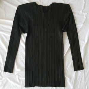 Issey Miyake Pleated Top with Structured Shoulder